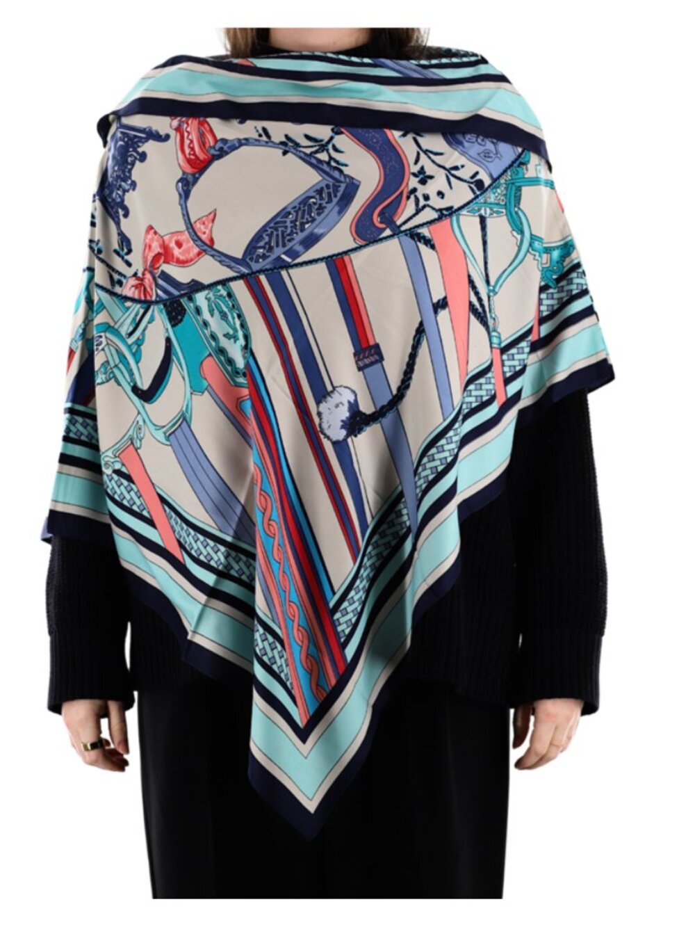 Lightweight Equestrian Print Poncho